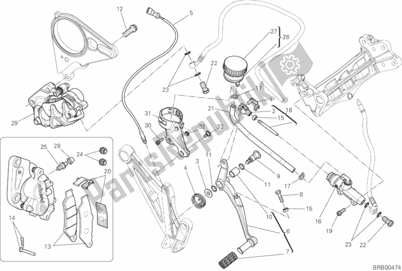 Wszystkie części do Tylny Uk? Ad Hamulcowy Ducati Diavel FL Thailand-Brasil 1200 2015